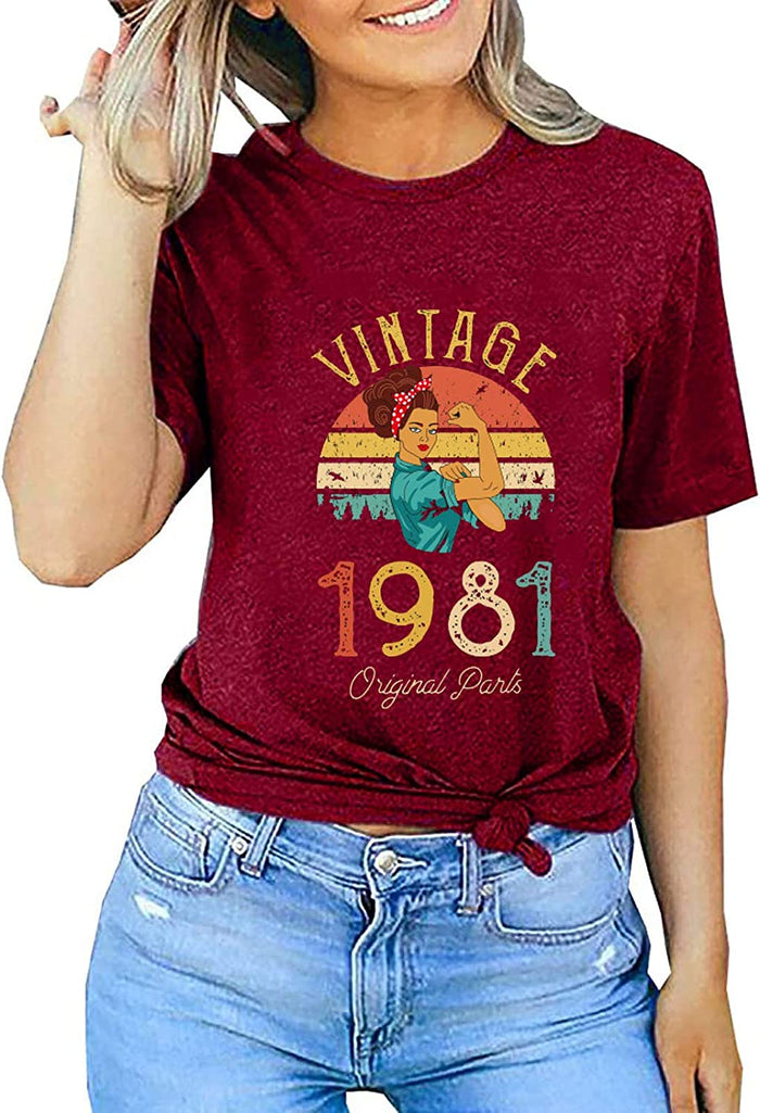 Women Vintage 1981 T-Shirt 40th Birthday Gift Birthday Shirt
