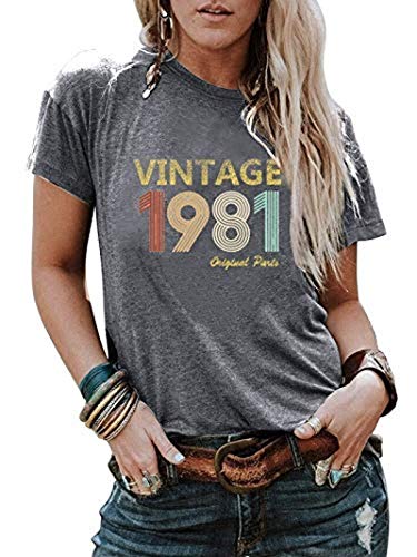 Women Vintage 1981 T-Shirt 40th Birthday Gift Vintage Birthday T-Shirt