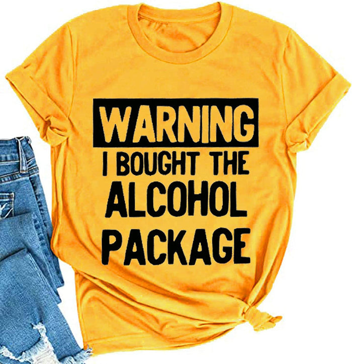 Women Warning I Bought The Alcohol Package T-Shirt Day Drinking Shirt