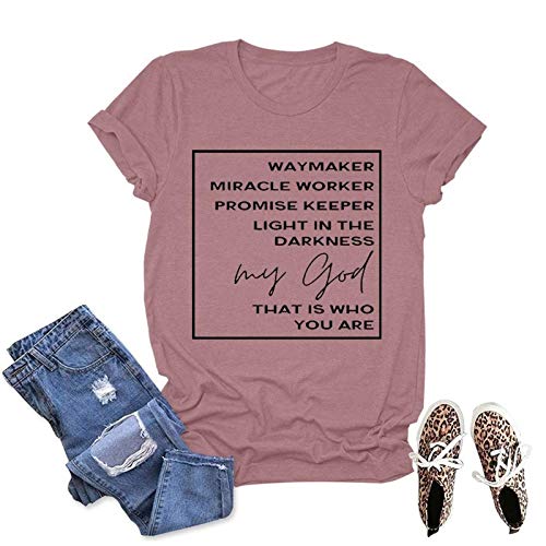 Women Way Maker Miracle Worker Promise Keeper Light in The Darkness My God This is Who You are T-Shirt