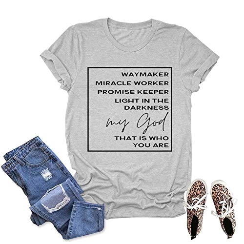 Women Way Maker Miracle Worker Promise Keeper Light in The Darkness My God This is Who You are T-Shirt