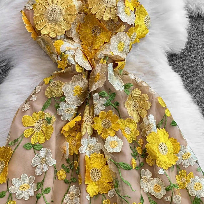 Women's 3D Floral Embroidered Tulle Dress Canada | Parcel Theory