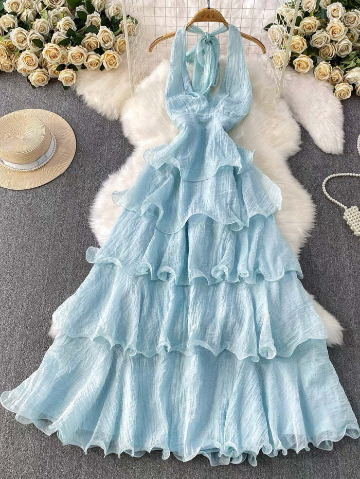 Women's Backless Halter Tiered Dress Canada | Parcel Theory