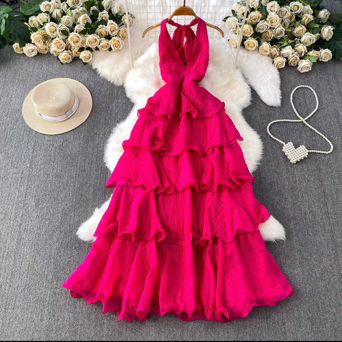 Women's Backless Halter Tiered Dress Canada | Parcel Theory