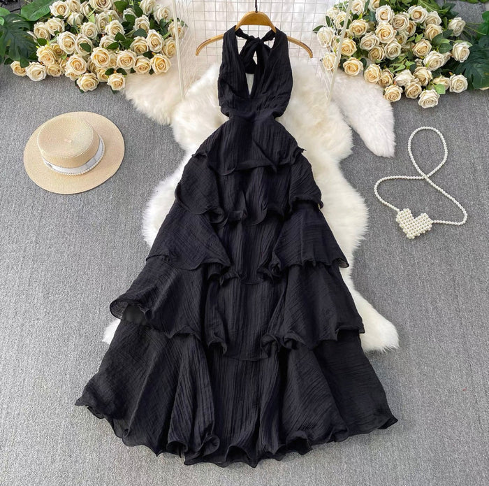 Women's Backless Halter Tiered Dress Canada | Parcel Theory