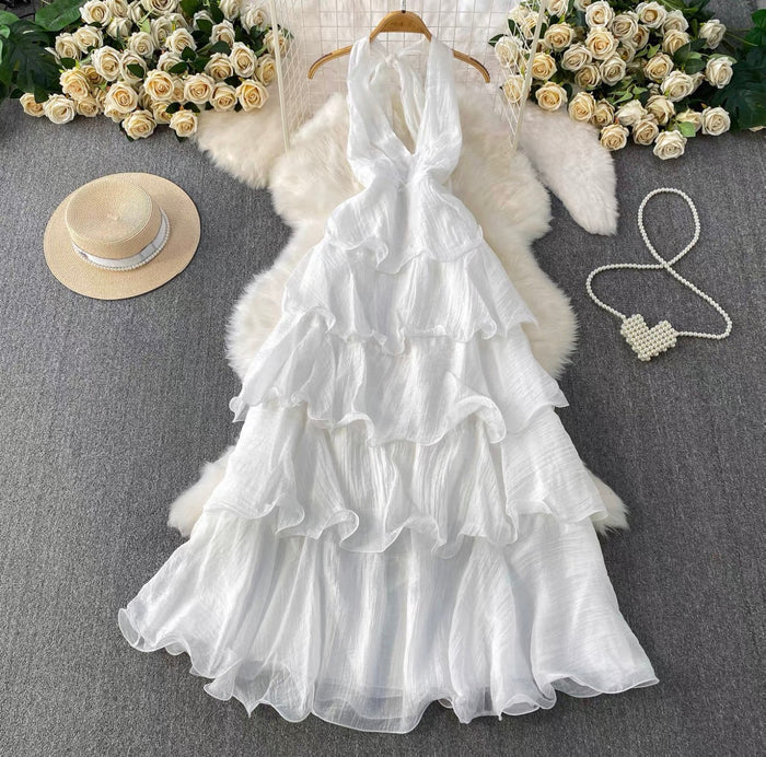 Women's Backless Halter Tiered Dress Canada | Parcel Theory
