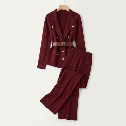 Women's Belted Knit Jacket Wide-Leg Pants Set Canada | Parcel Theory