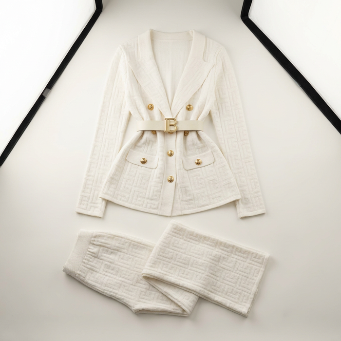 Women's Belted Knit Jacket Wide-Leg Pants Set Canada | Parcel Theory