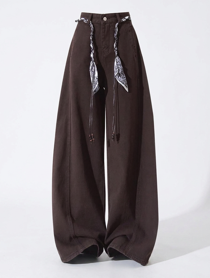 Women's Brown High-Waisted Wide-Leg Jeans Canada | Parcel Theory