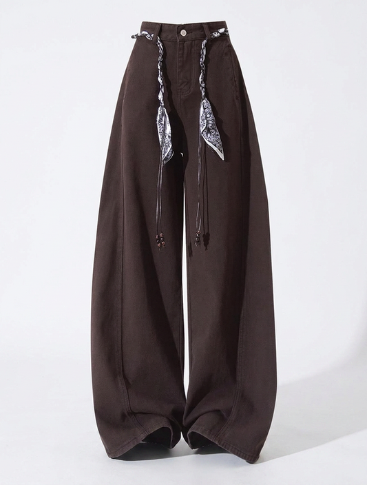Women's Brown High-Waisted Wide-Leg Jeans Canada | Parcel Theory