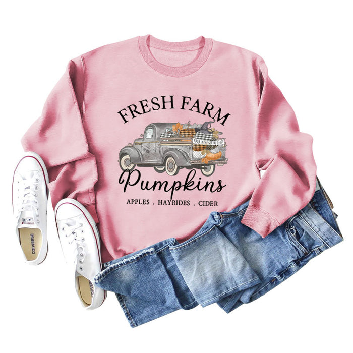 Women's Casual Letters Round Neck Loose Long Sleeve Sweater Spot