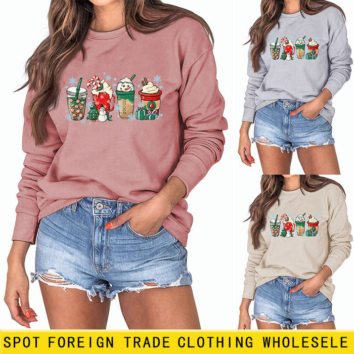 Women's Casual Loose Bottomed Long Sleeve Printed Oversize Sweater