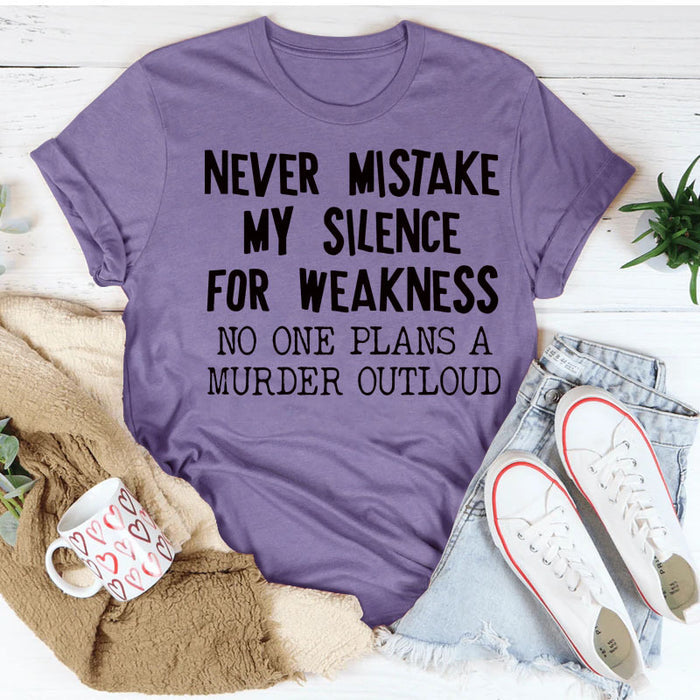 WOMEN'S CASUAL tOP NEVER MIStAKE MY SILENCE MONOGRAM SHORt-SLEEVED t-SHIRT-Shirt