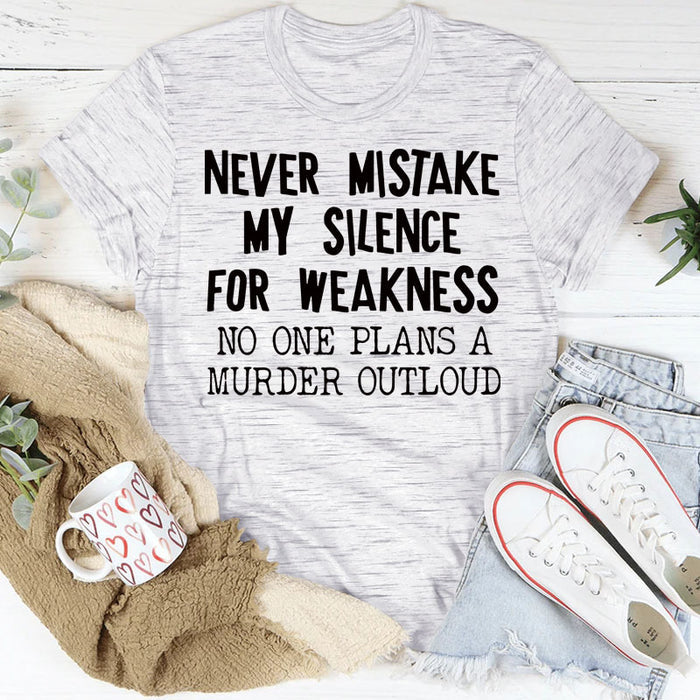 WOMEN'S CASUAL tOP NEVER MIStAKE MY SILENCE MONOGRAM SHORt-SLEEVED t-SHIRT-Shirt