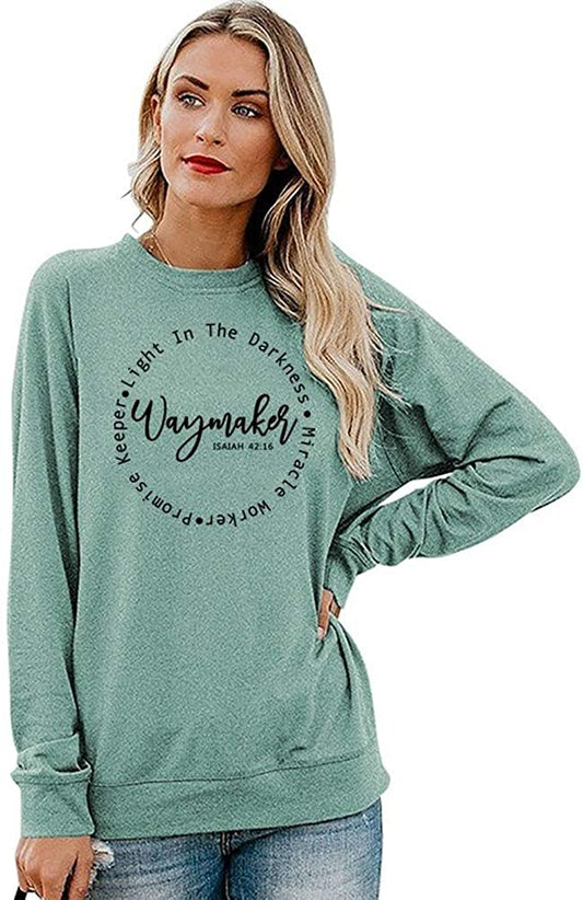 Women's Clothing Waymaker Top Loose Crew Neck Christian Pullover Sweatshirt