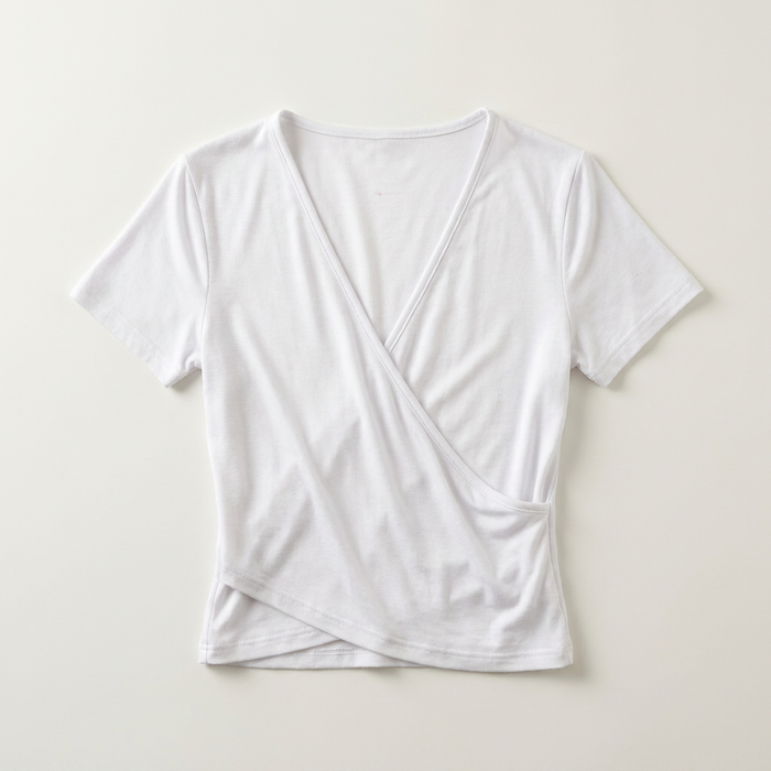 Women's Cross V-Neck Crop Top Canada | Short Sleeve Wrap T-Shirt