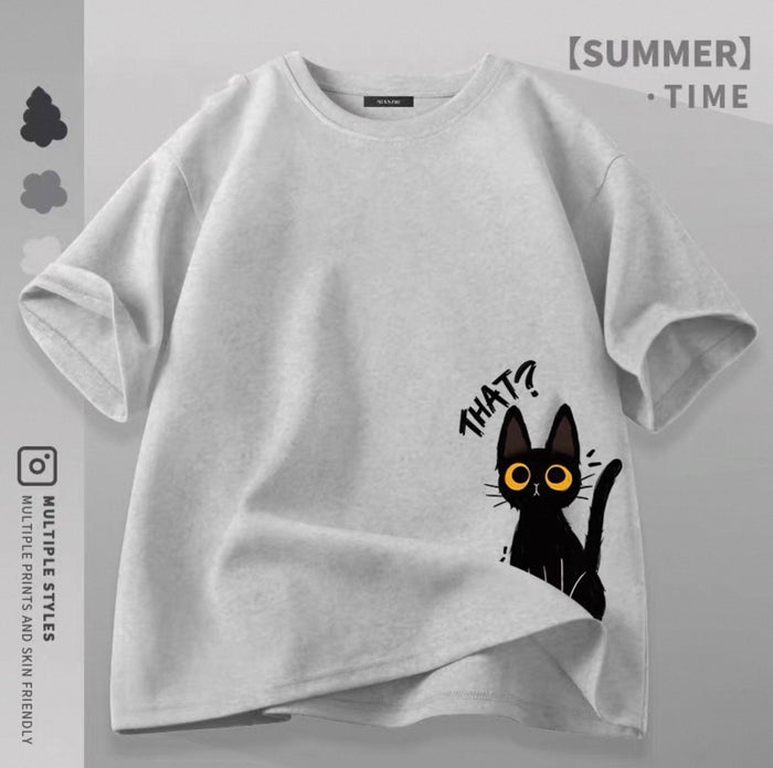 Women's Cute Cat Graphic Tees Canada | Kawaii Cotton Blend T-Shirts