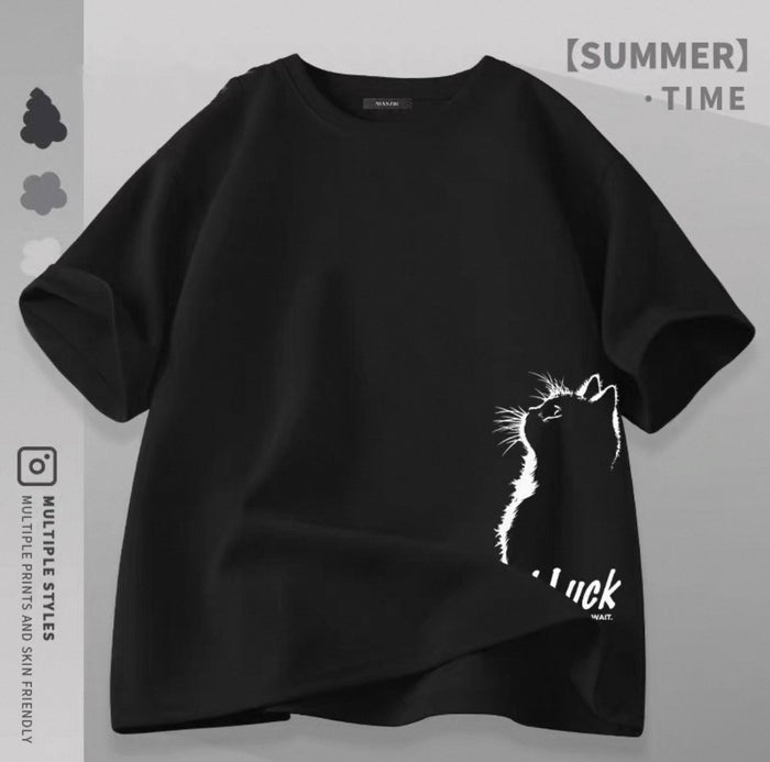 Women's Cute Cat Graphic Tees Canada | Kawaii Cotton Blend T-Shirts