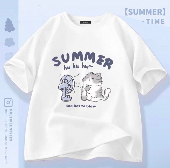 Women's Cute Cat Graphic Tees Canada | Kawaii Cotton Blend T-Shirts