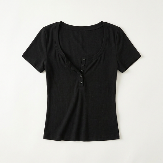 Women's Deep V Low-Cut Crop Top Canada | Fitted Short Sleeve Tees