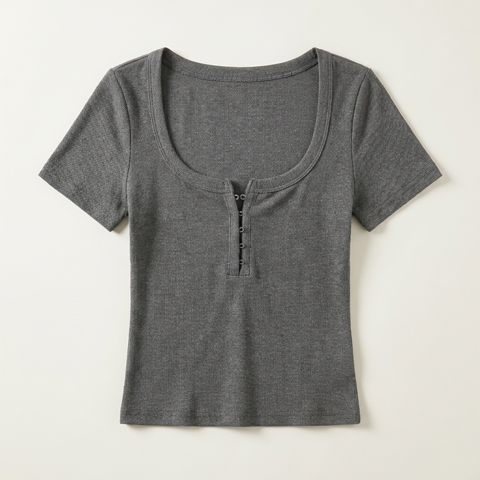 Women's Deep V Low-Cut Crop Top Canada | Fitted Short Sleeve Tees