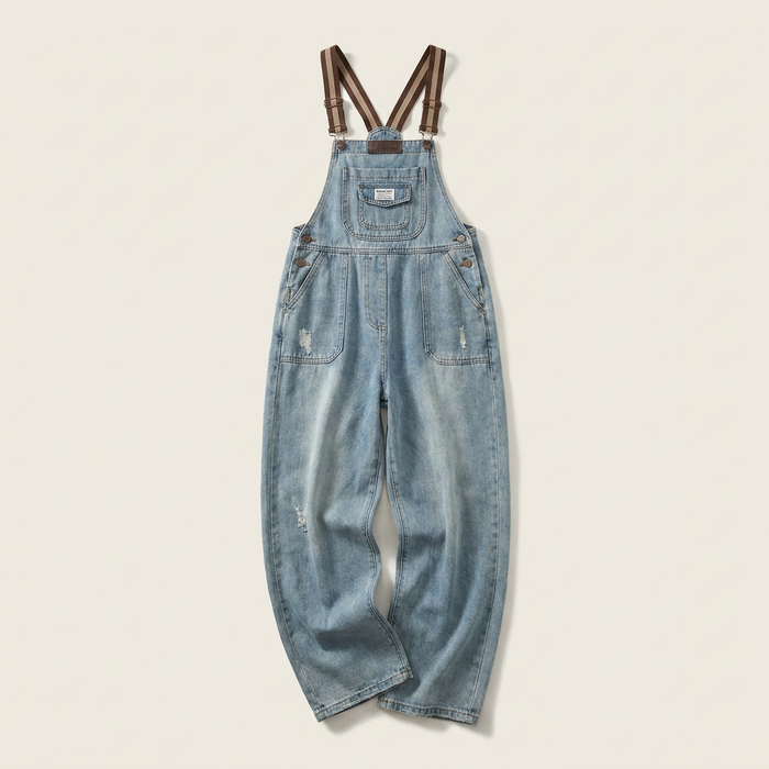 Women's Embroidered Denim Overalls Canada | Loose Fit