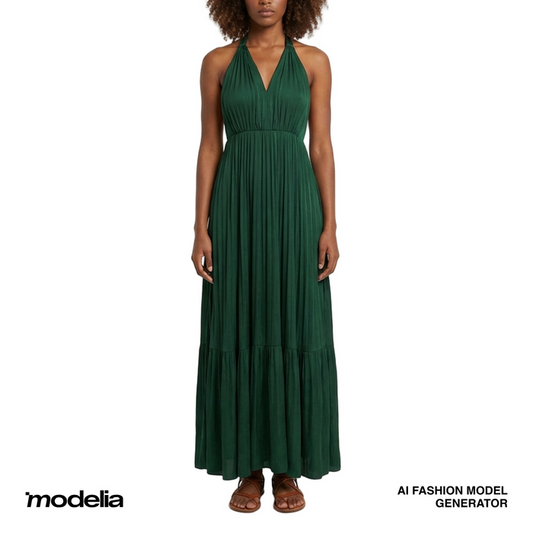 French-Style High-End Lace-Up Halter Neck Dress for Women, Sexy Backless Vacation Long Dress