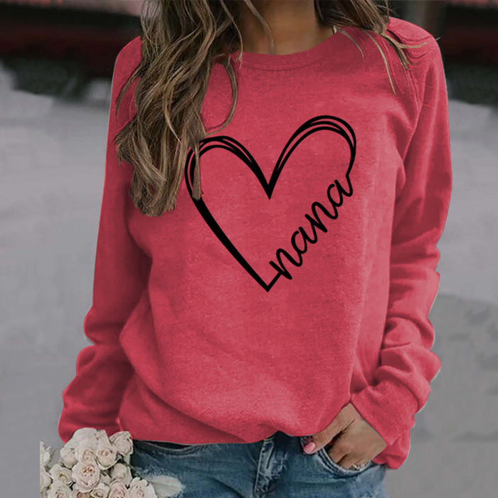 Women's Fall and Winter Bottoming Long-sleeved Nana Letters Round Neck Loose Sweater