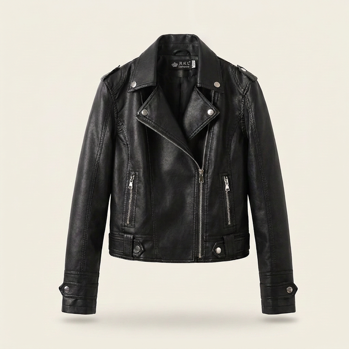 Women's Faux Leather Biker Jacket Canada | Slim Fit Moto