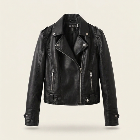 Women's Faux Leather Biker Jacket Canada | Slim Fit Moto