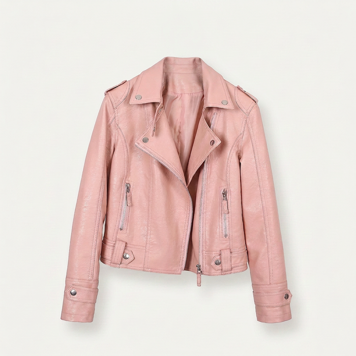 Women's Faux Leather Biker Jacket Canada | Slim Fit Moto
