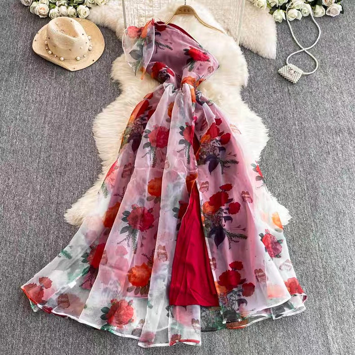 Women's Floral Asymmetrical Slip Dress Canada | Parcel Theory