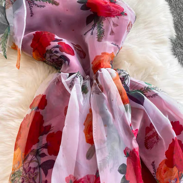 Women's Floral Asymmetrical Slip Dress Canada | Parcel Theory
