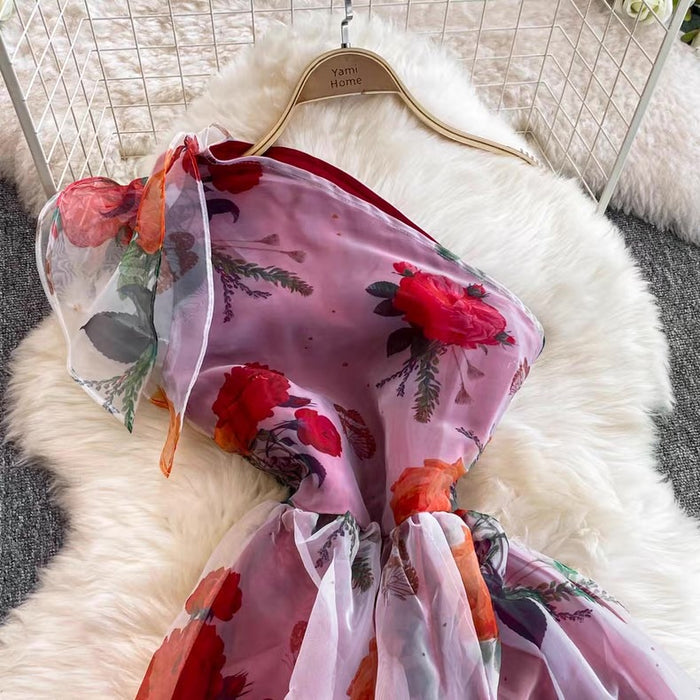 Women's Floral Asymmetrical Slip Dress Canada | Parcel Theory