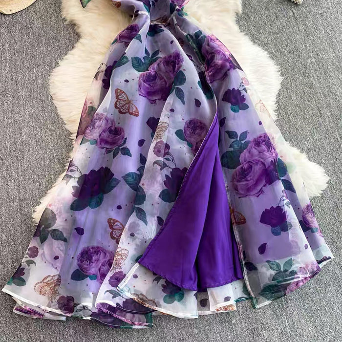 Women's Floral Asymmetrical Slip Dress Canada | Parcel Theory