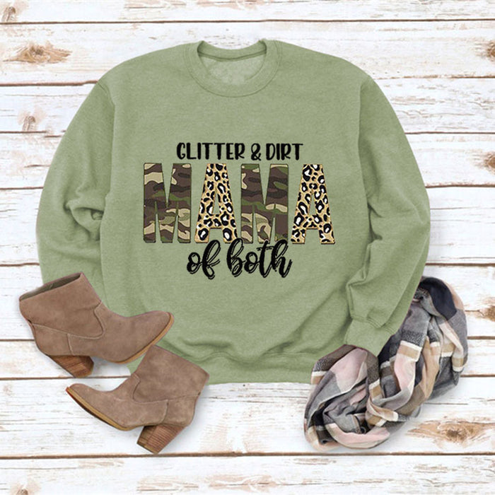 Olive green sweater (black word color picture) / S