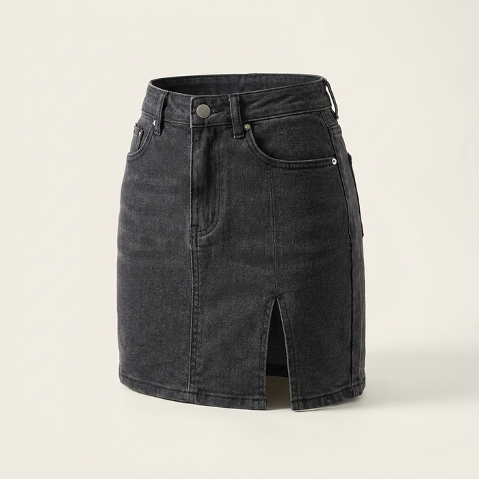 Women's High-Waisted Slit Denim Skirt Canada | Parcel Theory