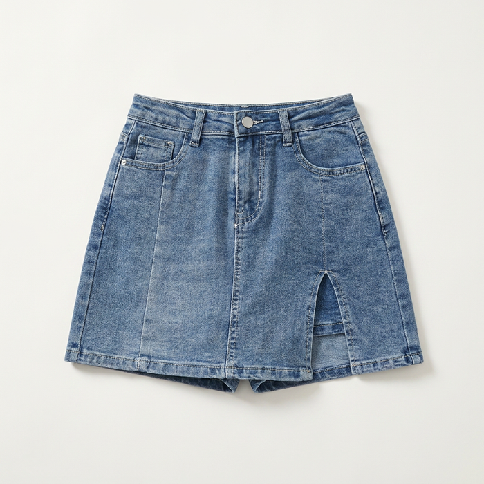 Women's High-Waisted Slit Denim Skirt Canada | Parcel Theory