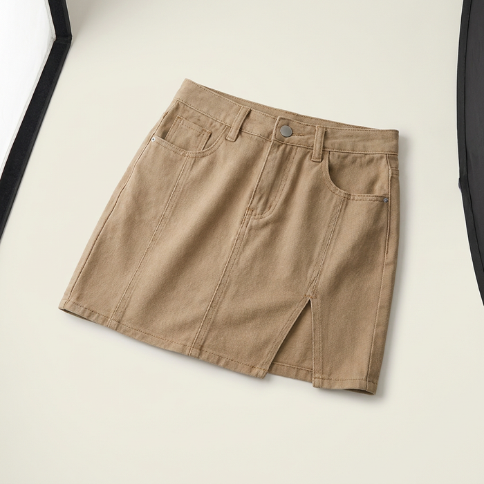 Women's High-Waisted Slit Denim Skirt Canada | Parcel Theory