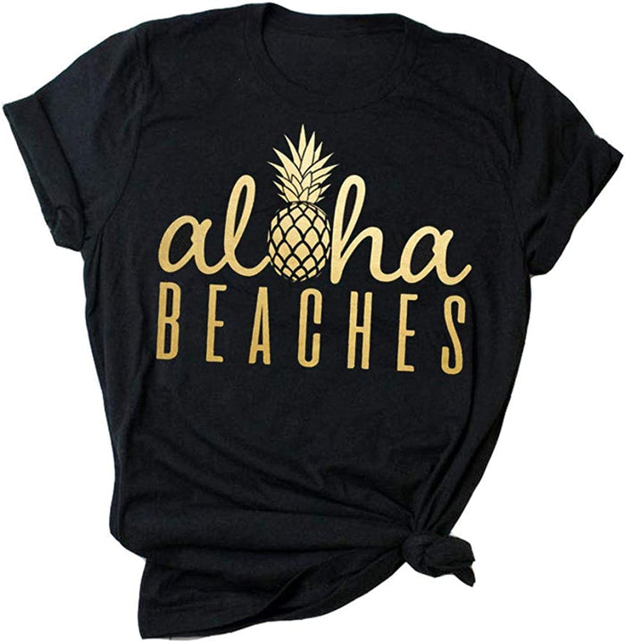 Women's Hola Beaches Pineapple Tank Top Aloha Beaches T-Shirt Pineapple Shirt