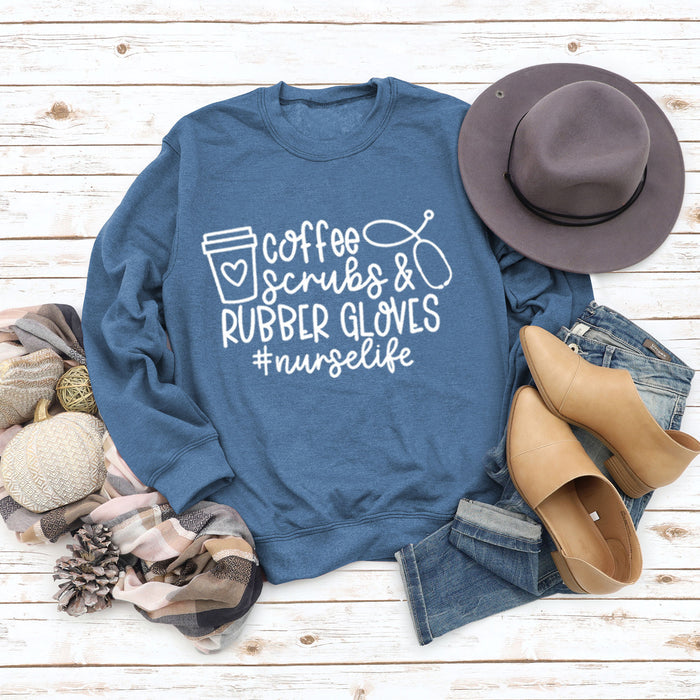 Blue sweater (white font) / S