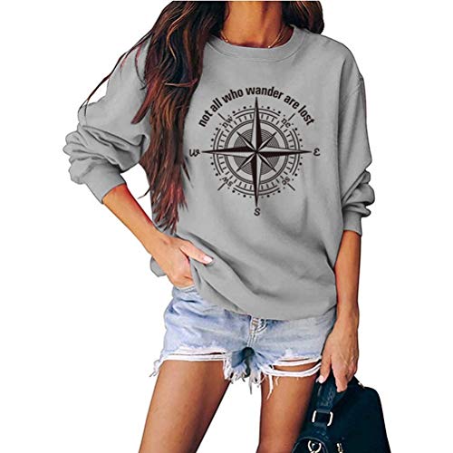 Women's Not-All-Who-Wander are Lost Letters Graphic Sweatshirt Casual Long Sleeve Shirt Top
