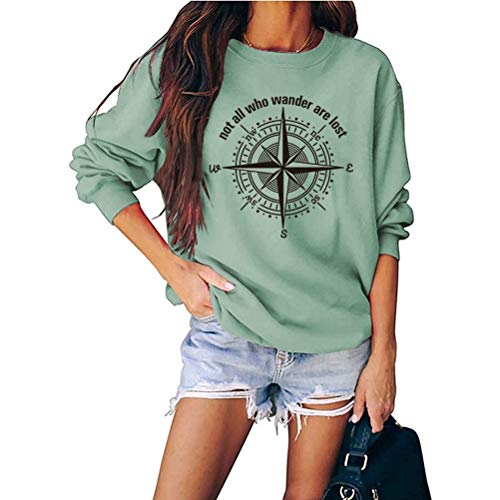 Women's Not-All-Who-Wander are Lost Letters Graphic Sweatshirt Casual Long Sleeve Shirt Top