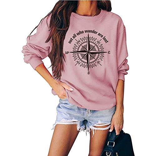 Women's Not-All-Who-Wander are Lost Letters Graphic Sweatshirt Casual Long Sleeve Shirt Top
