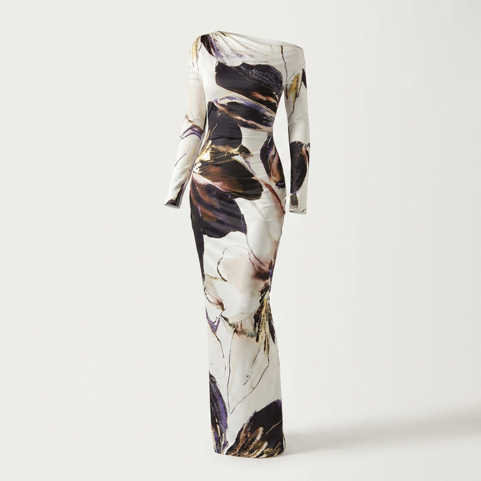 Women's Off-Shoulder Bodycon Maxi Dress Canada | Abstract Print