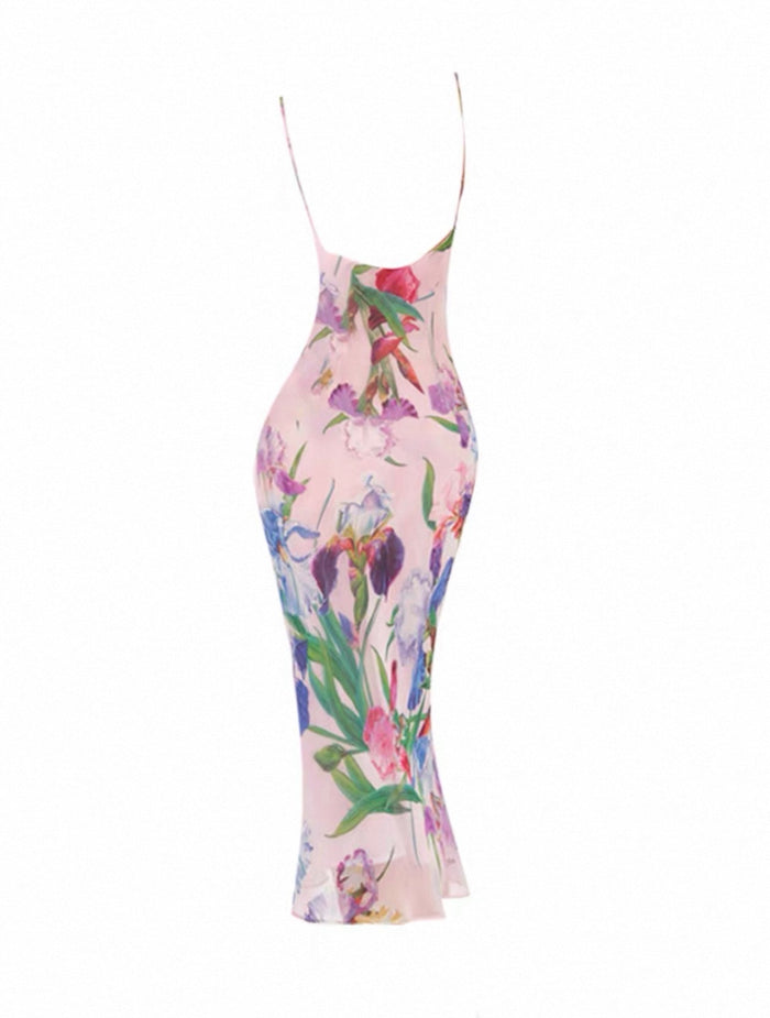 Women's Pink Floral Bodycon Maxi Dress Canada | Parcel Theory