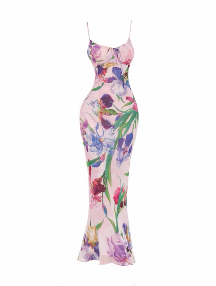 Women's Pink Floral Bodycon Maxi Dress Canada | Parcel Theory