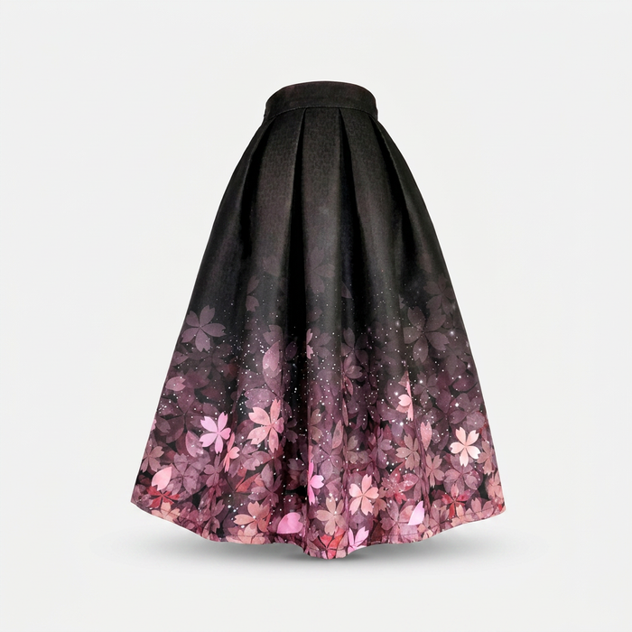 Women's Pink Floral Midi Skirt with Pockets | Canada