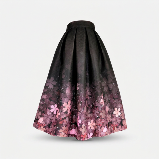 Women's Pink Floral Midi Skirt with Pockets | Canada