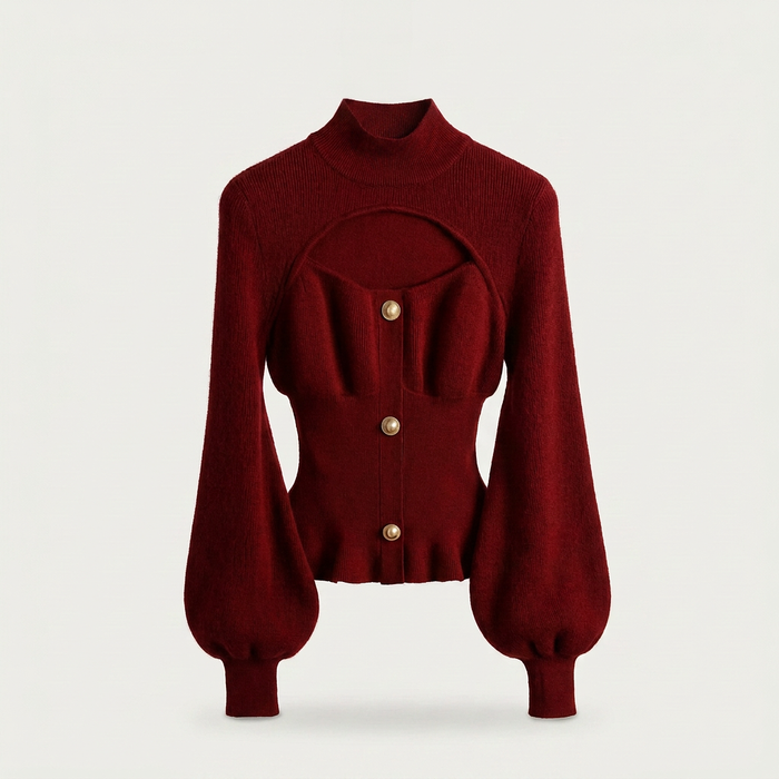 Women's Red Turtleneck Knit Cardigan Canada | Parcel Theory